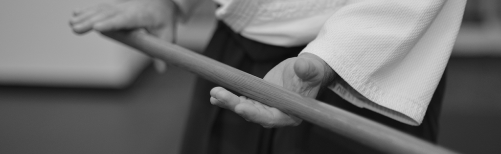 hands holding a wooden jo